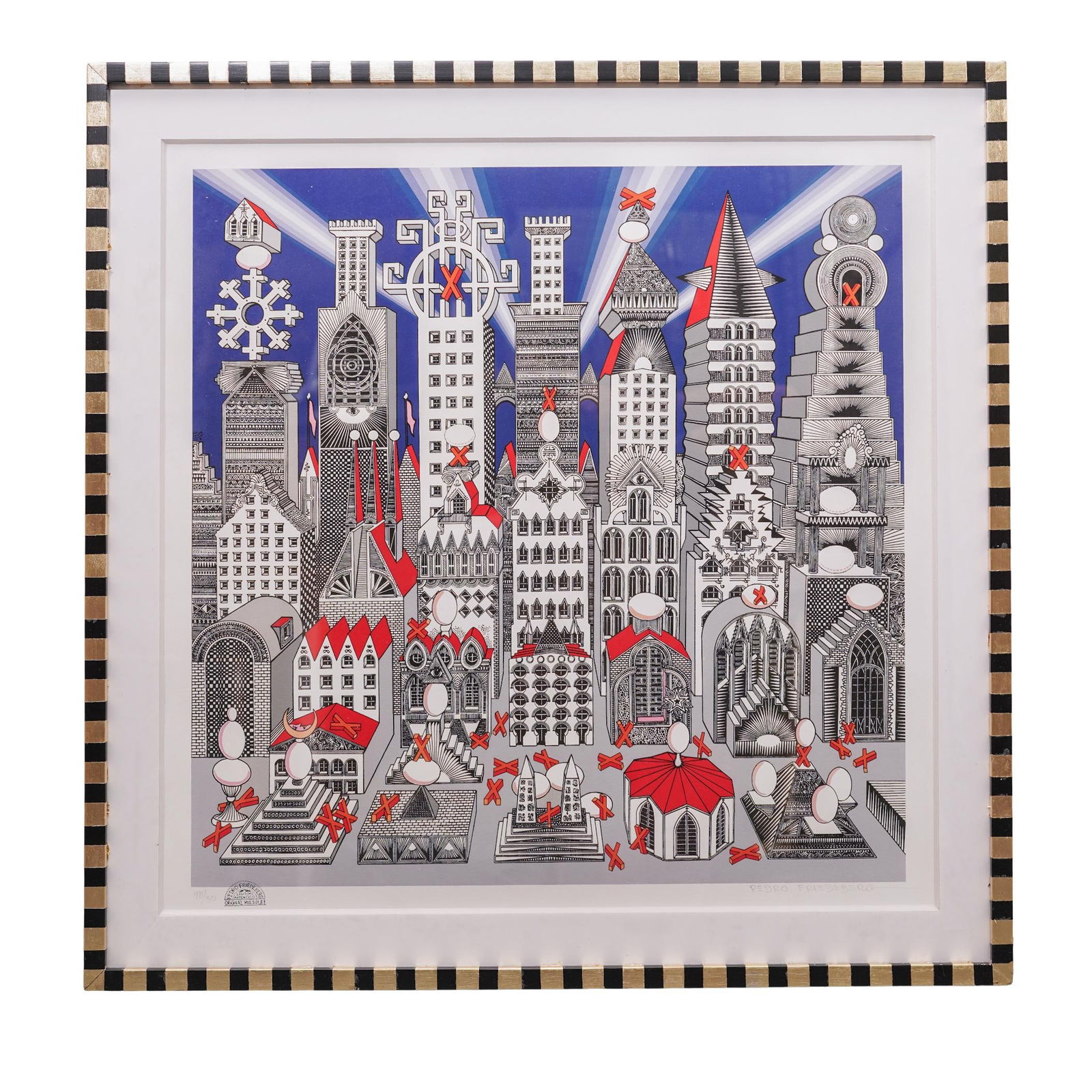 Pedro Friedeberg (Mexican b. 1936) "Ciudad De Un De Millon De Huevos y Veinticinco Duros" Serigraph (1 of 5)