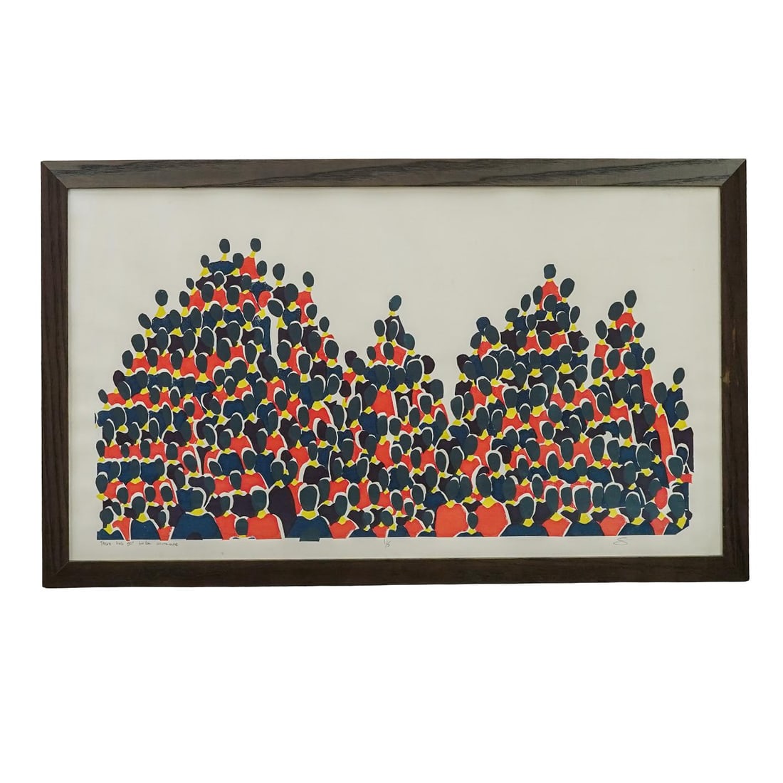 "There Has Got To Be Someone" Serigraph on Paper: "There Has Got To Be Someone" Serigraph on Paper 20th to 21 st Cent. This serigraph titled "There has got to be someone" depicts a dense crowd rendered in simplified, stylized forms, emphasizing