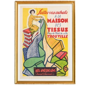 Original Maison de Tissus Store Lithographic Poster