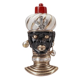 Vintage Trifari Enamel Rhinestone Blackamoor Brooch