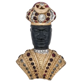 Gilt Venetian Carved Blackamoor Brooch