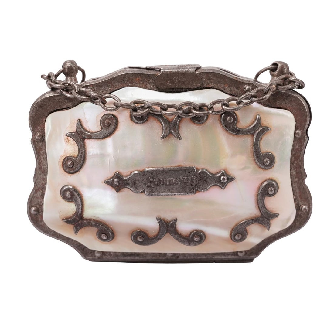 Antique French Mother of Pearl and Silver Plated Coin Purse (1 of 5)