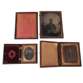 (3 Pc) Civil War Era Soldier Tintype Photographs