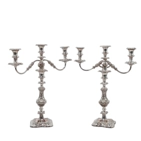Pair of George IV Style Silver Plated Candelabras