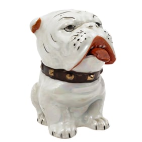 Vintage Japanese Lustreware Bulldog Condiment Jar
