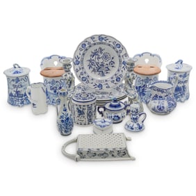 (18 pcs) Grouping of Delftware and "Blue Onion" Porcelain