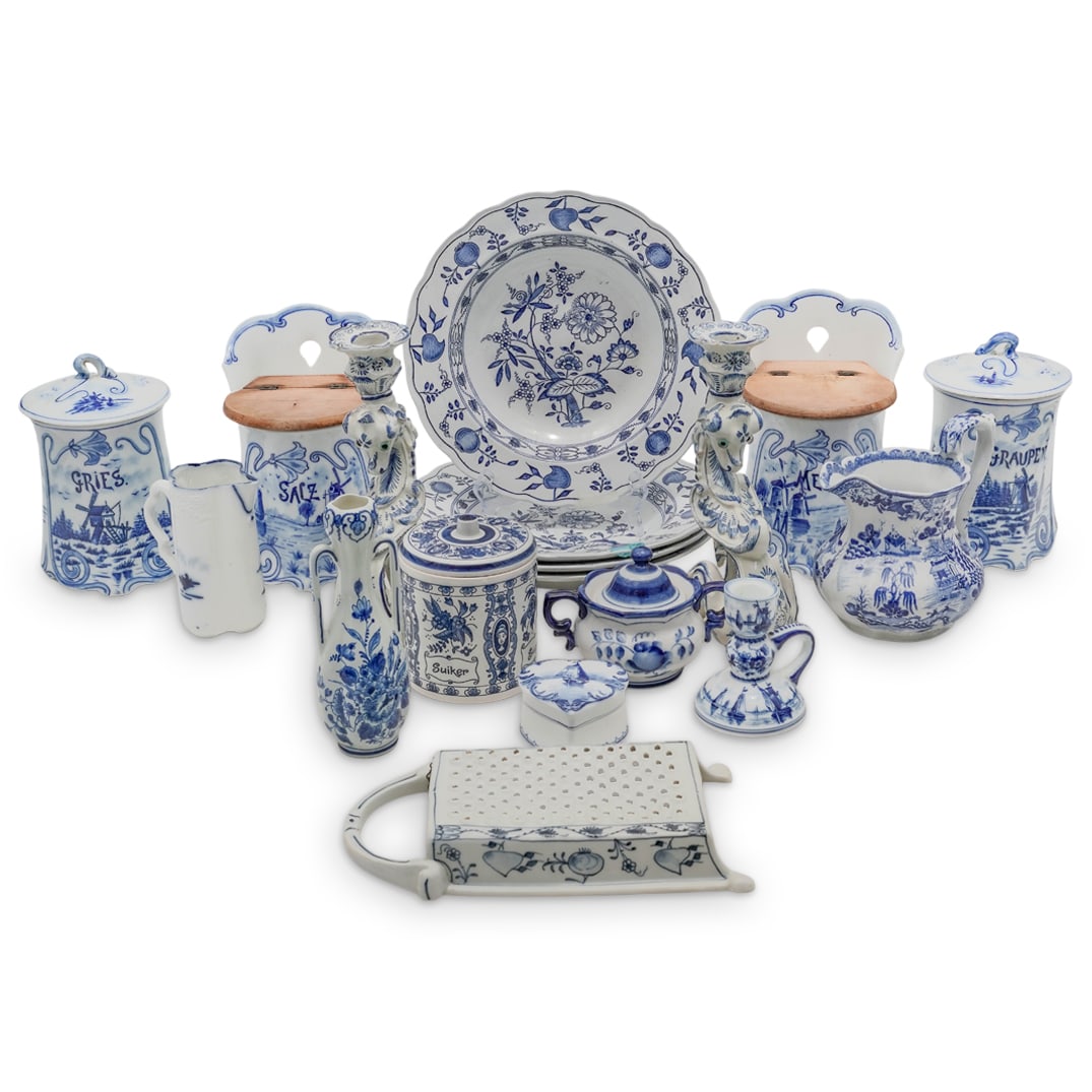 (18 pcs) Grouping of Delftware and "Blue Onion" Porcelain (1 of 17)