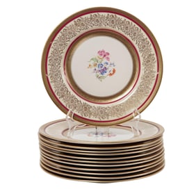 (12 Pc) Edgerton Porcelain Dinner Floral Plates
