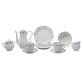 (10 pc) Vista Alegre Ruban Blue Porcelain Dinnerware