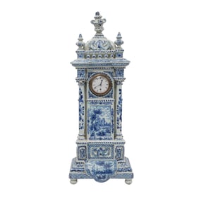 P. Courtin Delftware Porcelain Case Clock