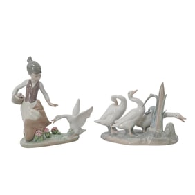 (2 pc) Lladro Porcelain Figurines