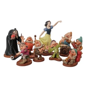 (10 pc) Disney's Snow White & Seven Dwarfs Porcelain Figurines W/ Boxes