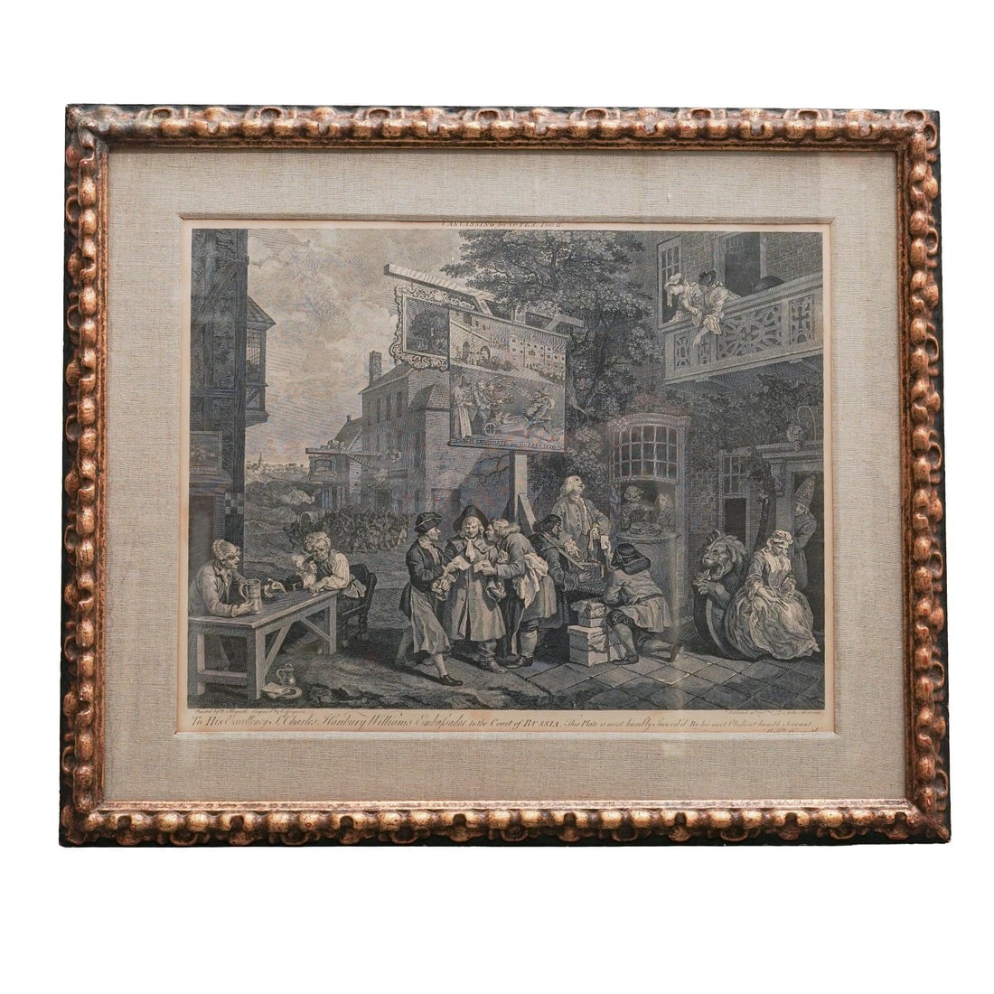 William Hogarth "Canvassing for Votes" Engraving: William Hogarth "Canvassing for Votes" Engraving 19th c., England Engraving titled "Canvassing for Votes, Plate II" from the series The Humours of an Election by William Hogarth (English, 1697-1764).