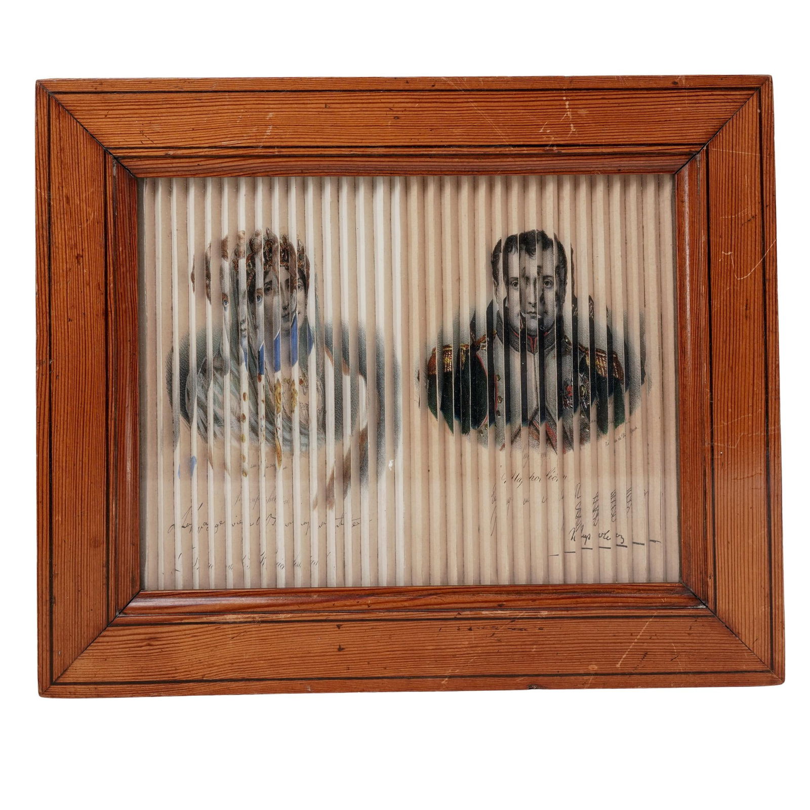 Antique French Lenticular Portrait Illustrations by Delpech: Antique French Lenticular Portrait Illustrations by Delpech Late 19th century, French An antique lenticular portrait illustration work of French historical figures including Napoleon and his wife,