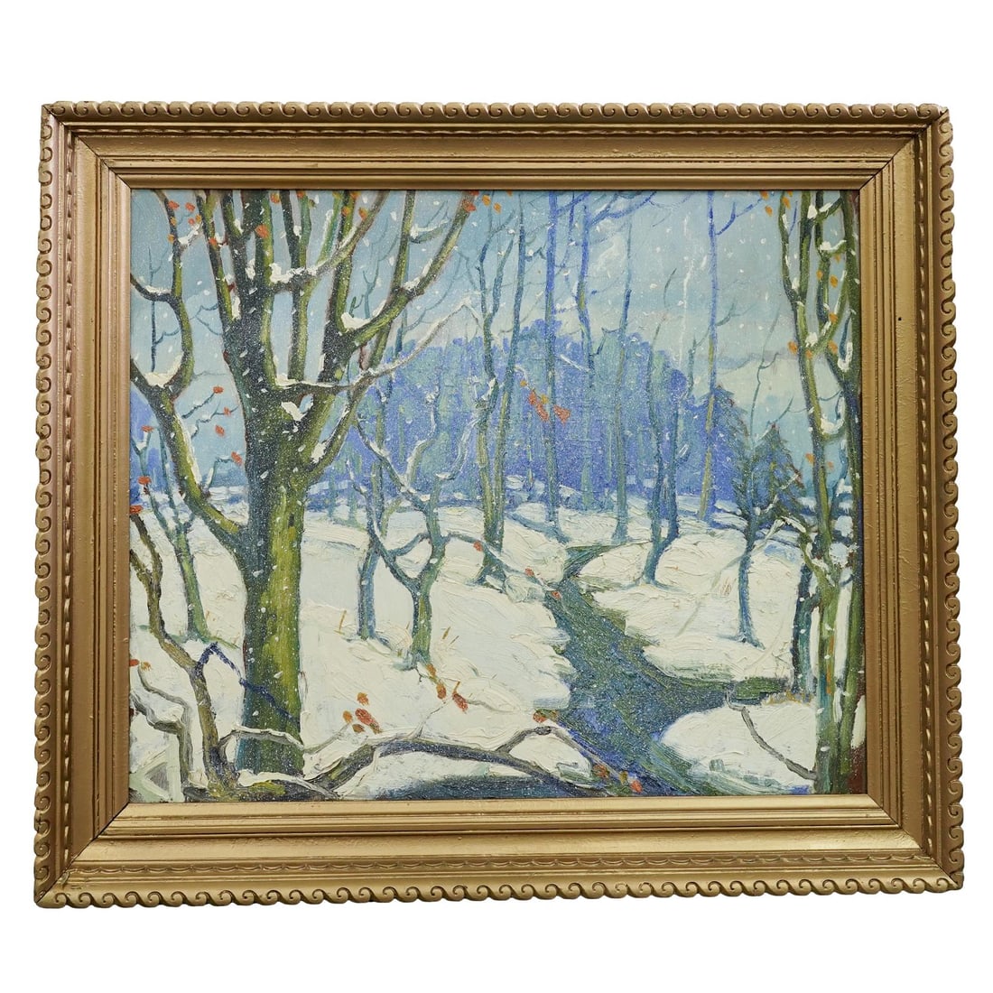 American Impressionist Winter Landscape Oil on Masonite (1 of 6)