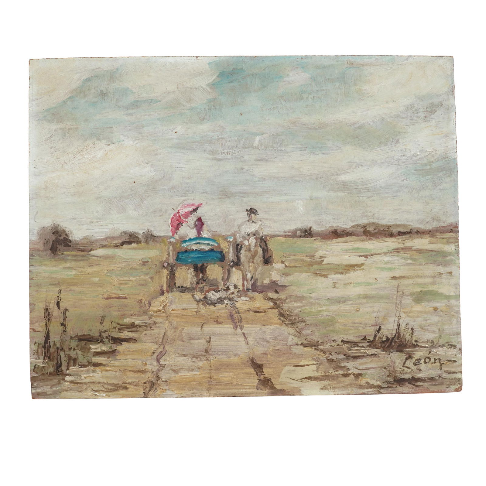 Signed "Leon" Impressionist Oil on Board (1 of 4)