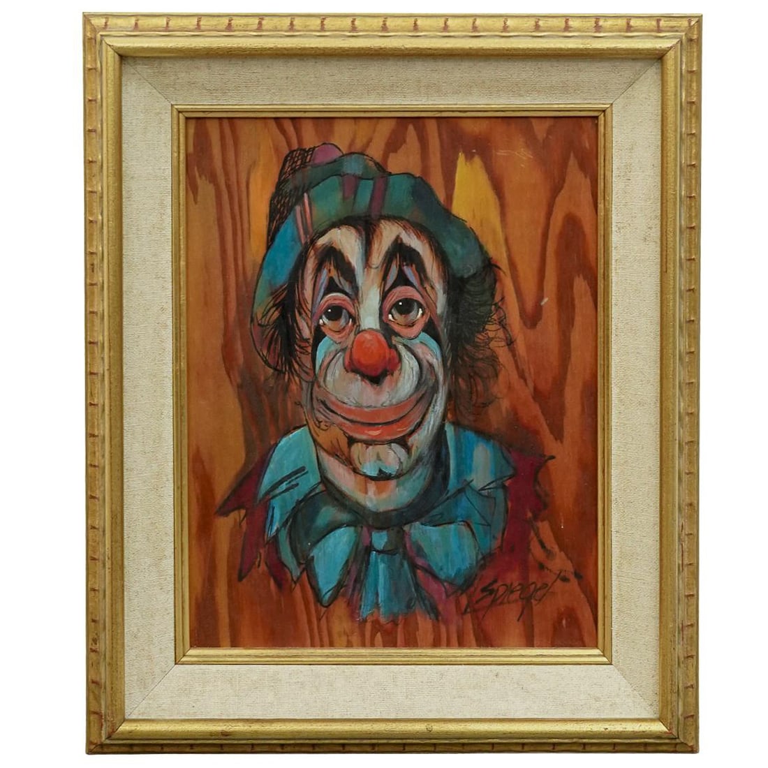 Louis Spiegel (American 1901-1975) "Circus Clown" Oil on Board (1 of 5)