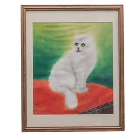 Chinese Silk Cat Painting