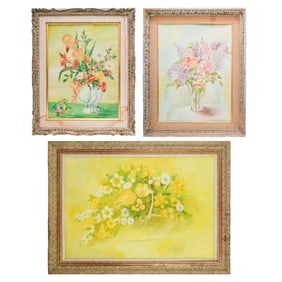 (3 Pc) Floral Still Life Paintings