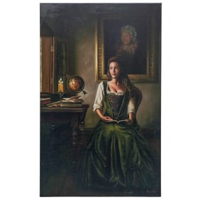 Asher Tribu "Anticipation" Embellished Giclee On Canvas Painting