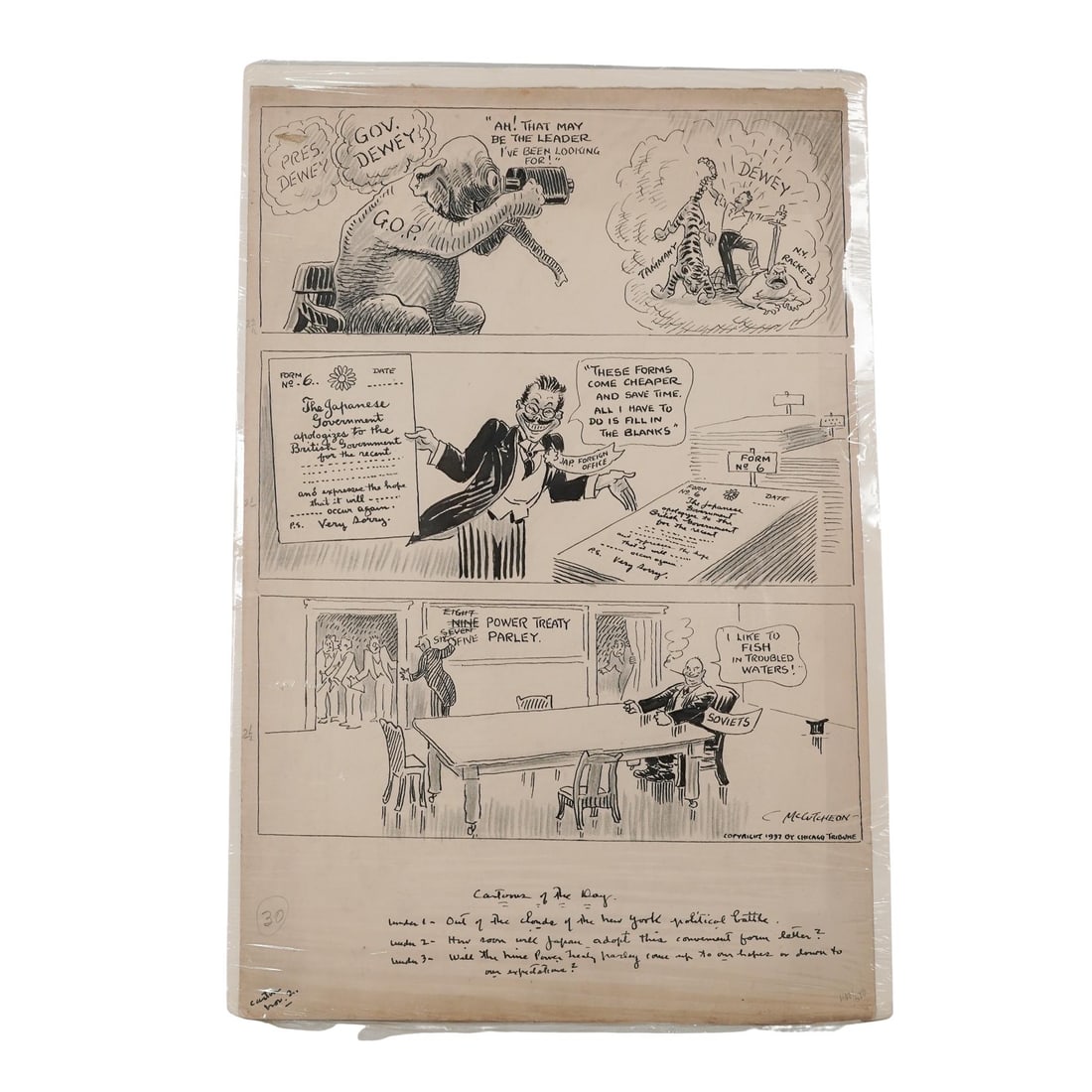 John T. McCutcheon (American, 1870-1949) 1937 Cartoons of the Day (1 of 1)