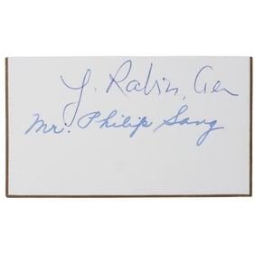 Yitzhak Rabin Signed Card