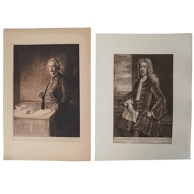 (2pc) Antique Intaglio Portrait Of Historical Figures