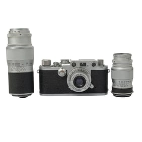 (3 pcs) Leica Wetzlar Camera with Summaron, Hektor, Elmar Lenses
