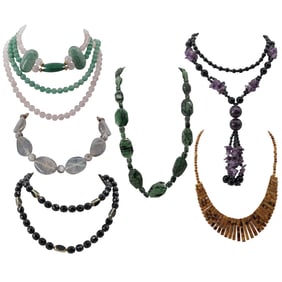 (6 pcs) Semi-Precious Beaded Stone Necklaces