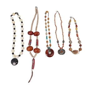 (5 pcs) Artisanal Beaded Agate and Stone Necklaces