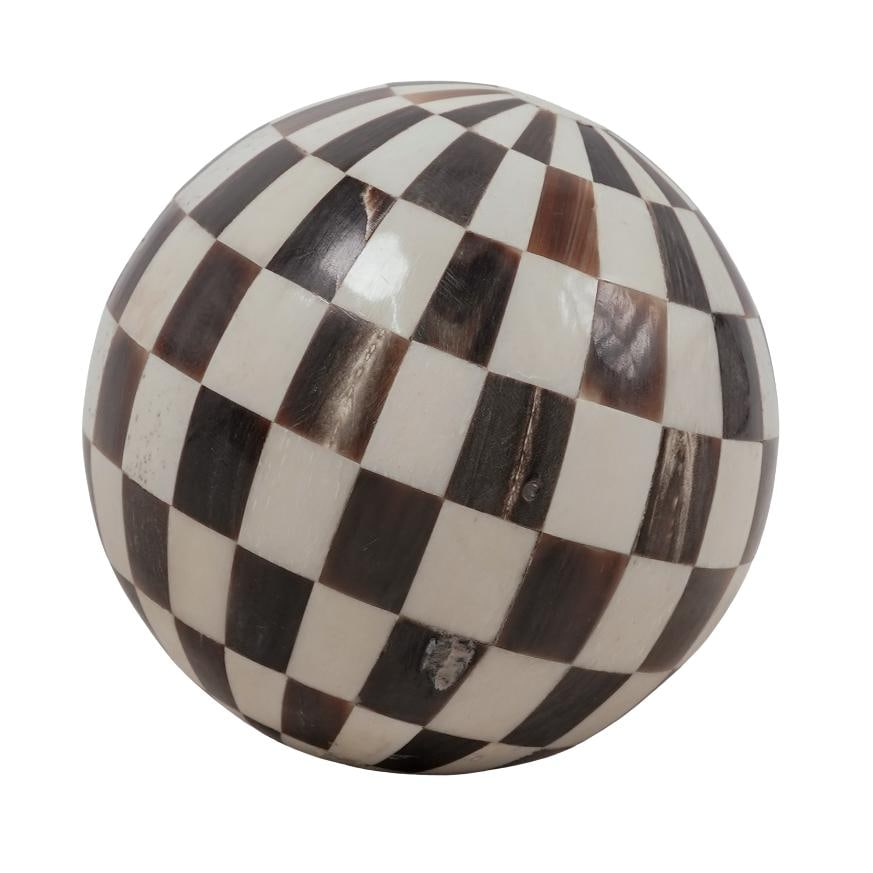Vintage Bone Decorative Checkered Pattern Sphere (1 of 3)