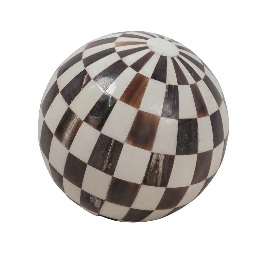 Vintage Bone Decorative Checkered Pattern Sphere - 2