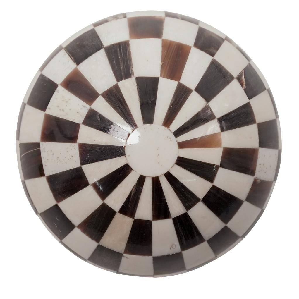 Vintage Bone Decorative Checkered Pattern Sphere - 3