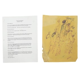 (2pc) Purvis Young (USA, 1943-2010) Art On Paper With Poem