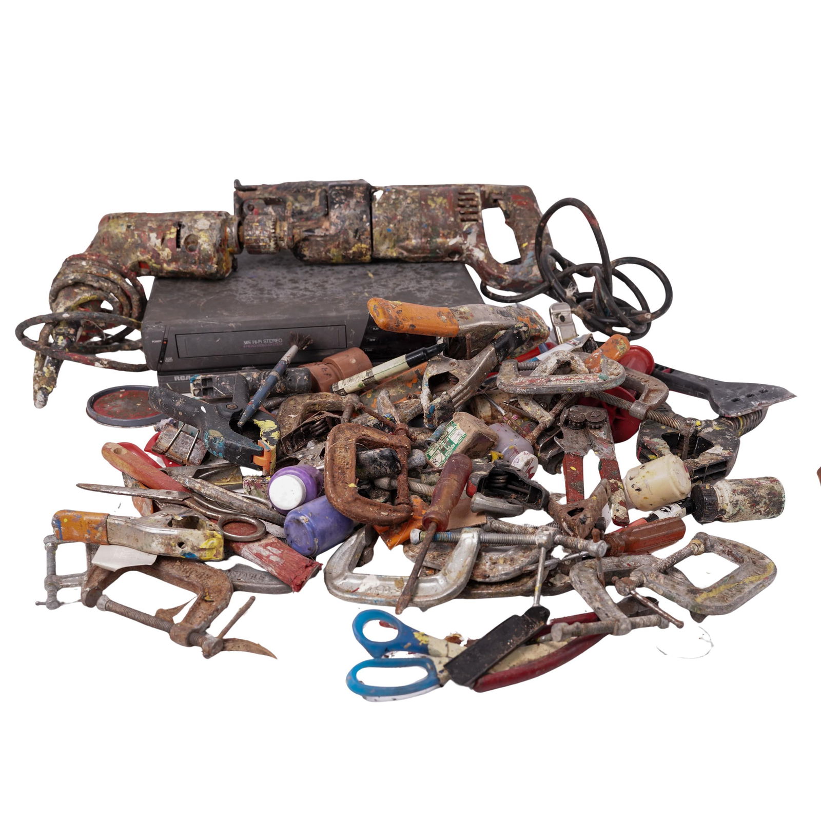 Purvis Young Personal Studio Tools: Purvis Young Personal Studio ToolsLate 20th to early 21st Cent., USAGroup of assorted studio tools associated with Purvis Young, comprising clamps, hand tools, power tools, and other working implement