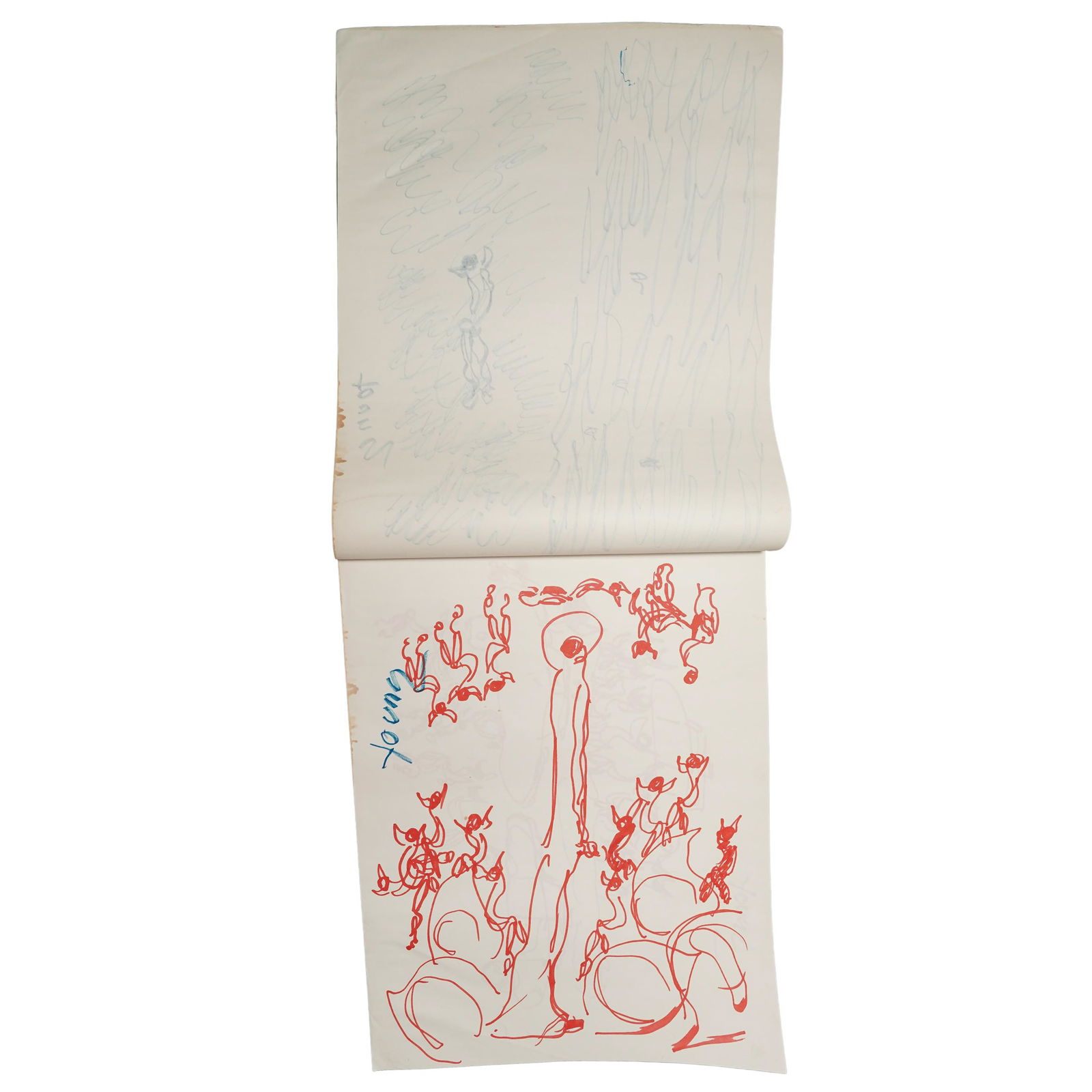 Purvis Young (USA, 1943-2010) Sketchbook Drawings: Purvis Young ( USA, 1943-2010) Sketchbook DrawingsLate 20th to early 21st Cent., USAPurvis Young sketchbook including four drawings, in which the artist explores one of his recurring theme: procession