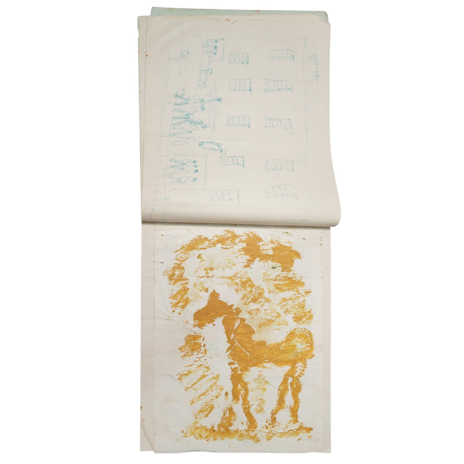 Purvis Young (USA, 1943-2010) Sketchbook Drawings: Purvis Young ( USA, 1943-2010) Sketchbook Drawings Late 20th to early 21st Cent., USA Purvis Young sketchbook including six drawings, in which the artist explores several of his recurring themes