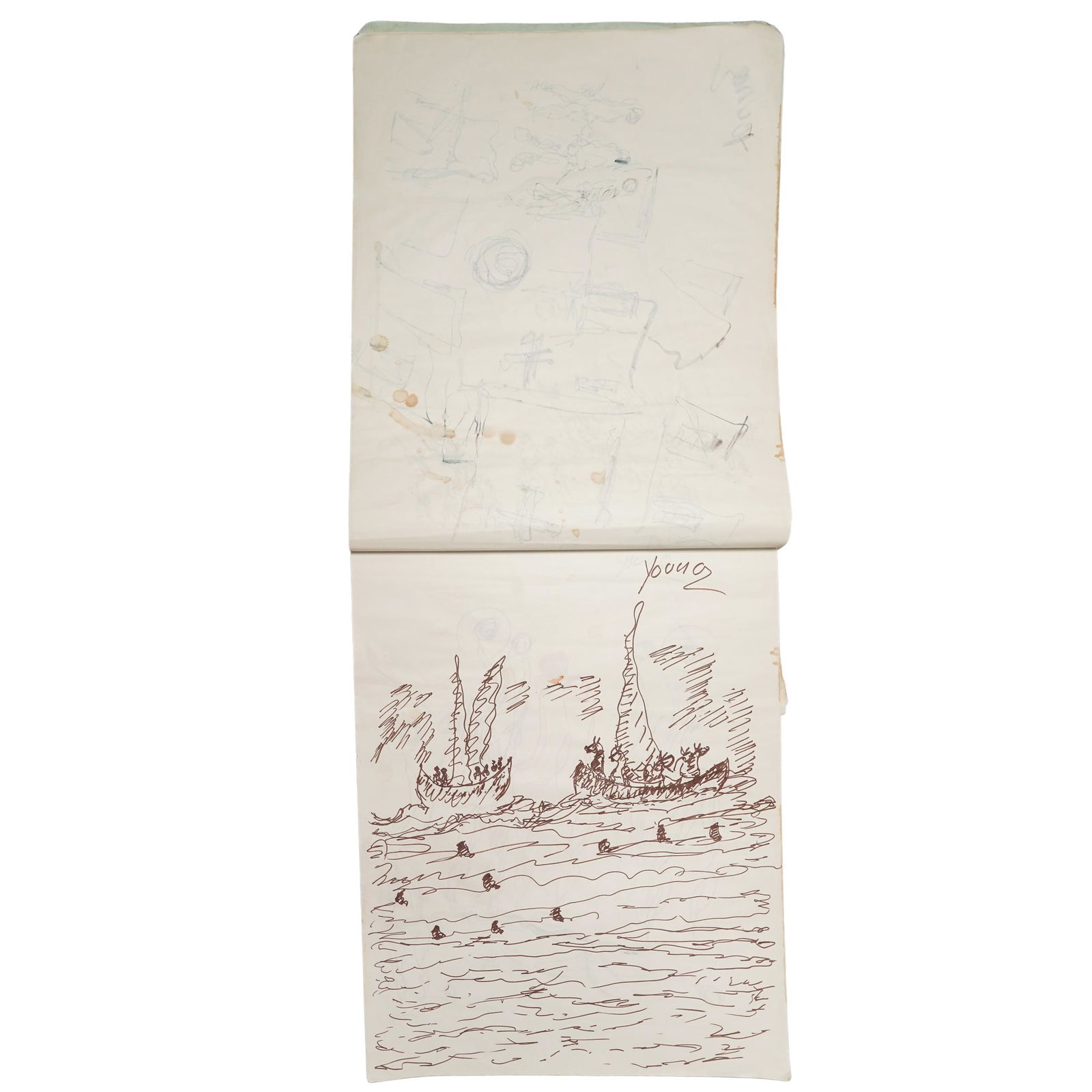 Purvis Young (USA, 1943-2010) Sketchbook Drawings: Purvis Young ( USA, 1943-2010) Sketchbook DrawingsLate 20th to early 21st Cent., USAPurvis Young sketchbook including thirteen drawings, in which the artist explores several of his recurring themes in
