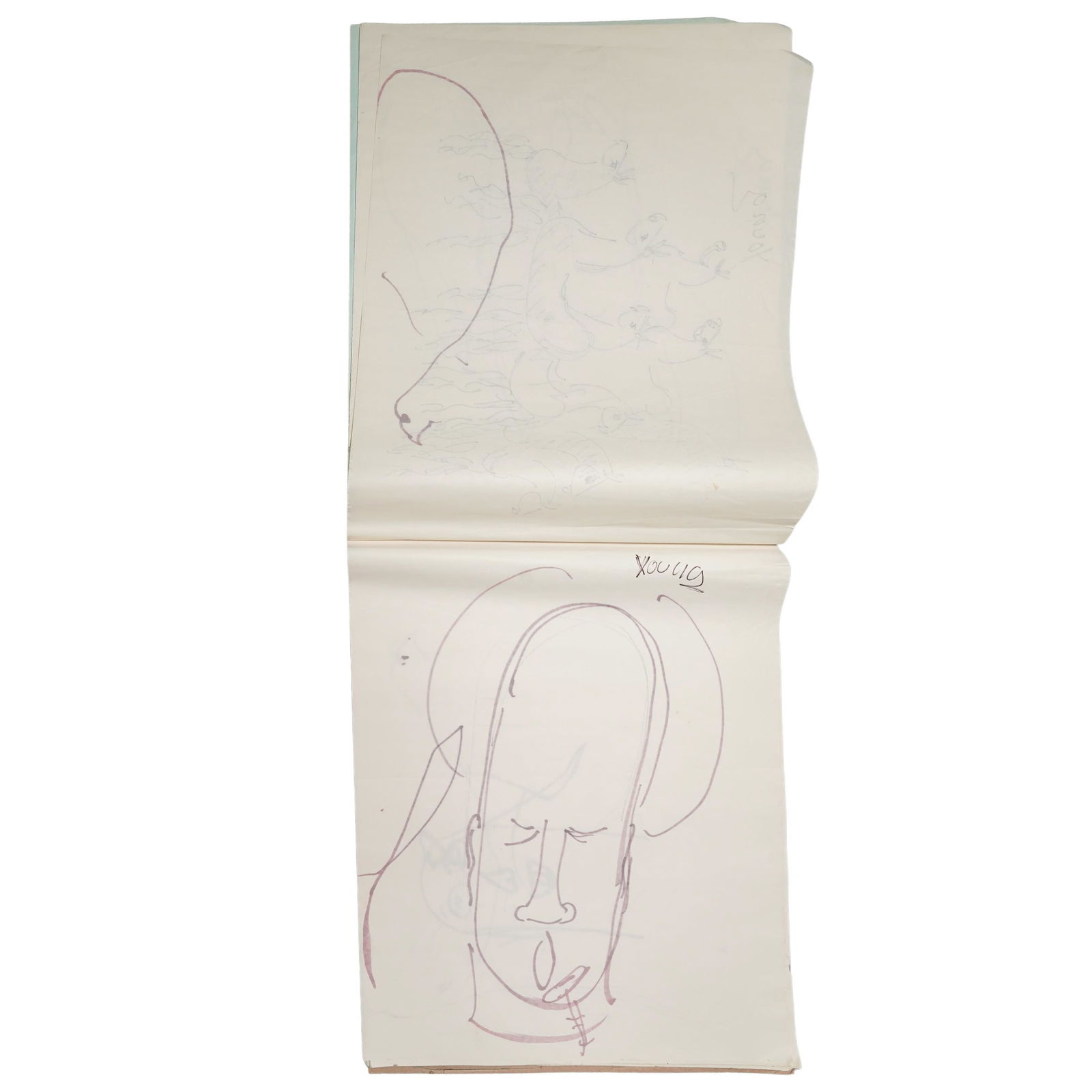 Purvis Young (USA, 1943-2010) Sketchbook Drawings: Purvis Young ( USA, 1943-2010) Sketchbook DrawingsLate 20th to early 21st Cent., USAPurvis Young sketchbook including seven drawings, in which the artist explores several of his recurring themes inclu