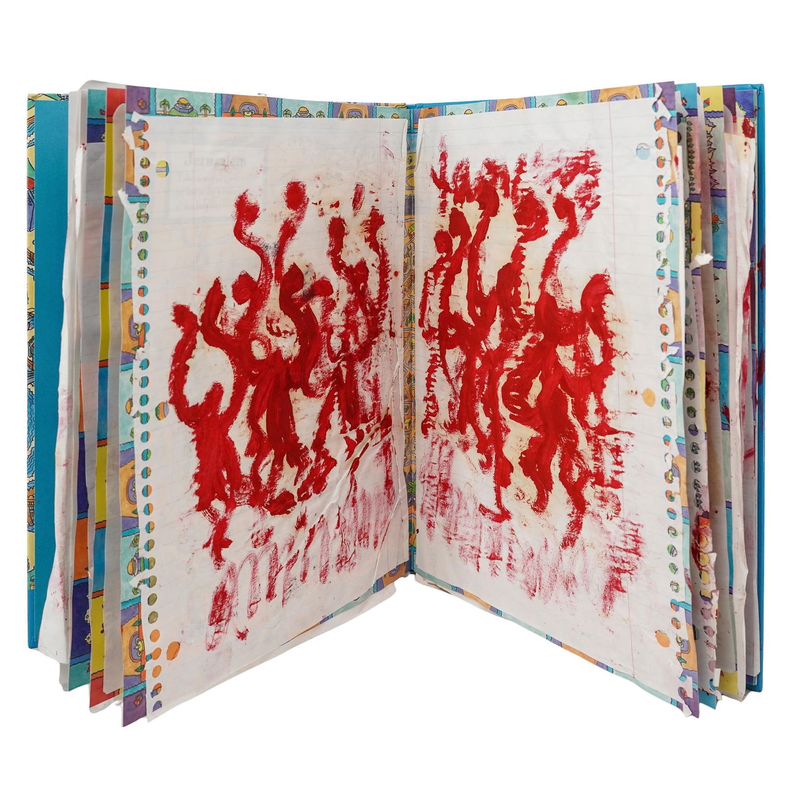 Purvis Young (USA, 1943-2010) Mixed Media On Book: Purvis Young ( USA, 1943-2010) Mixed Media On Book Late 20th to early 21st Cent., USA This artist-used found book incorporates twelve mixed media works on paper affixed by Purvis Young. The group