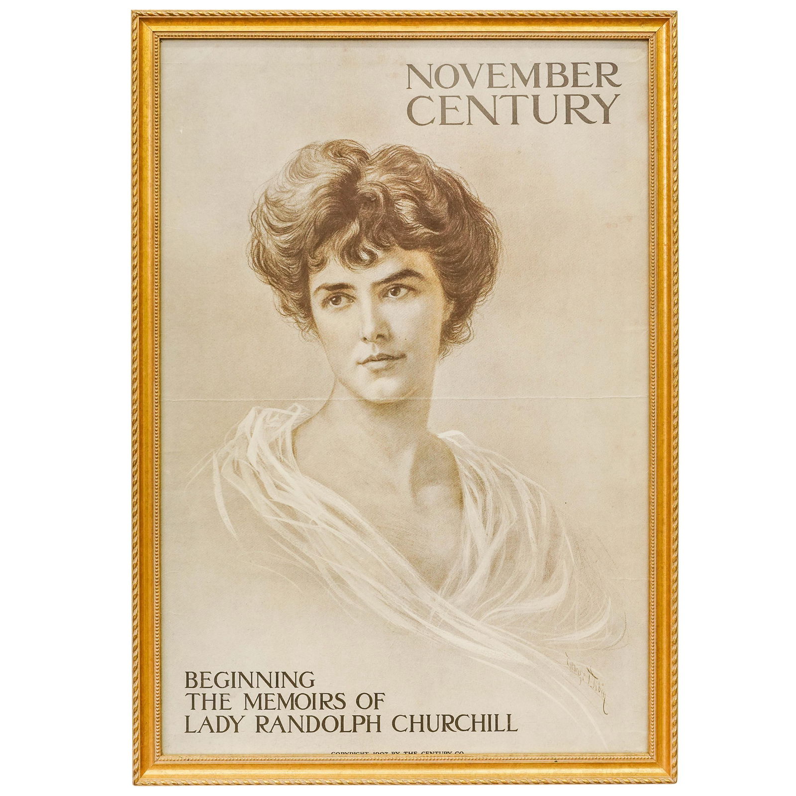 1907 Original Memoirs of Lady Randolph Churchill Ad: 1907 Original Memoirs of Lady Randolph Churchill Ad 1907, USA Original cover or advertisement for the November 1907 issue of The Century Magazine, announcing the beginning of the memoirs of Lady