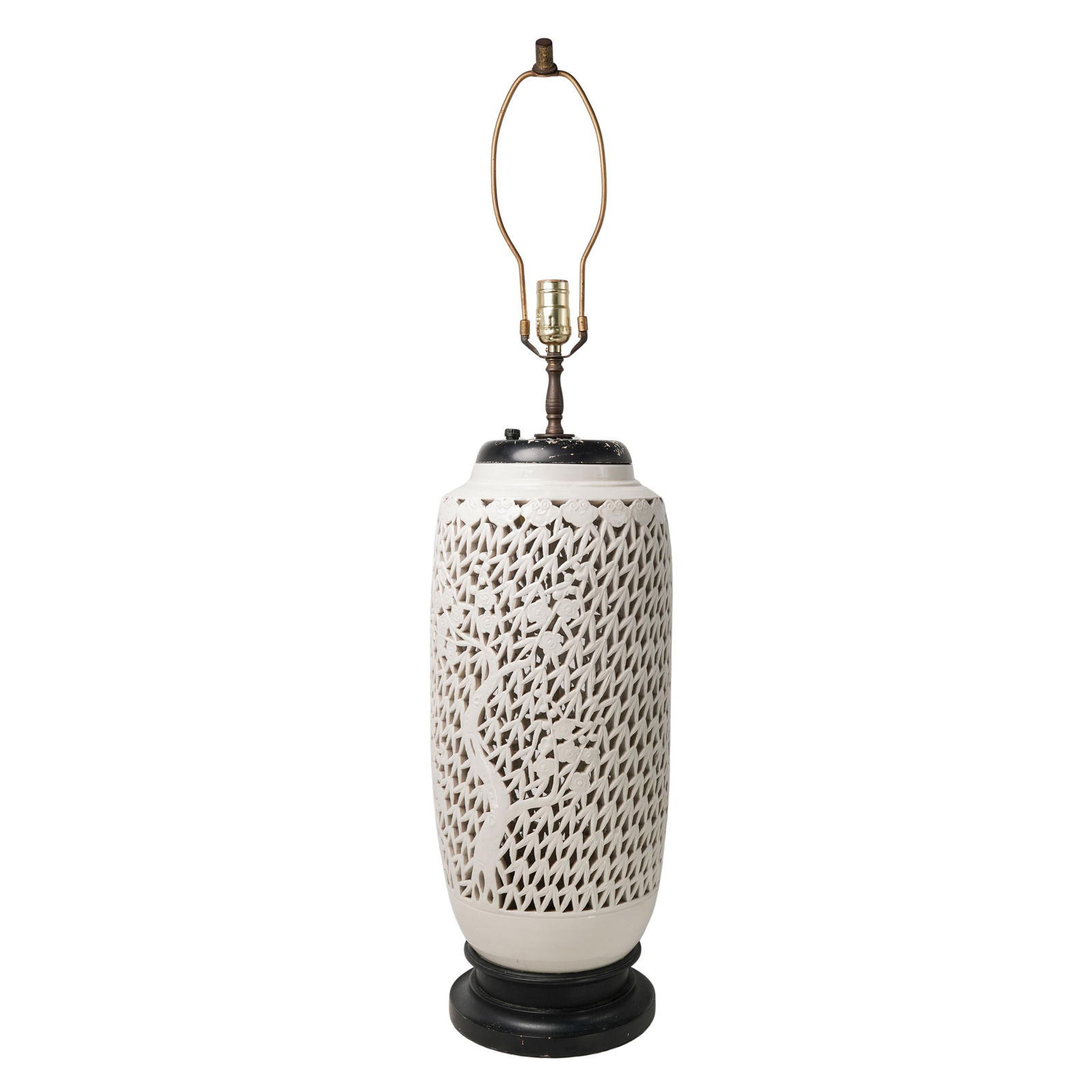 Antique Blanc De Chine Reticulated Porcelain Lamp (1 of 8)