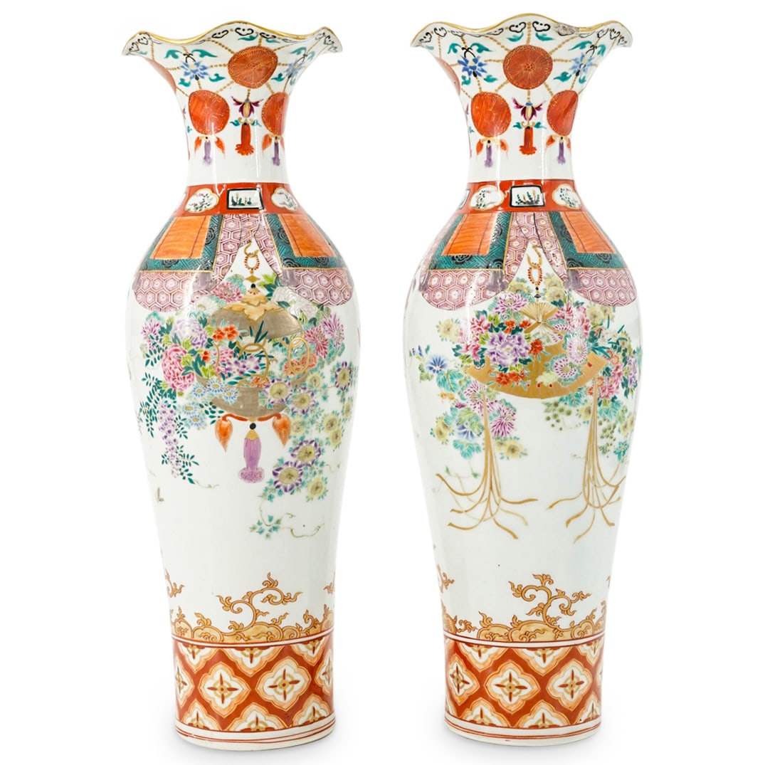 Pair Of Japanese Arita Nishiyama Porcelain Shouldered Vases (1 of 9)