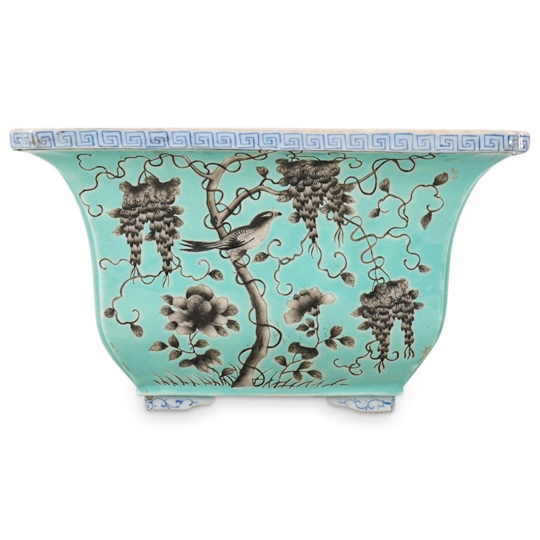 Antique Chinese Export Turquoise Glazed Porcelain Jardiniere (1 of 15)