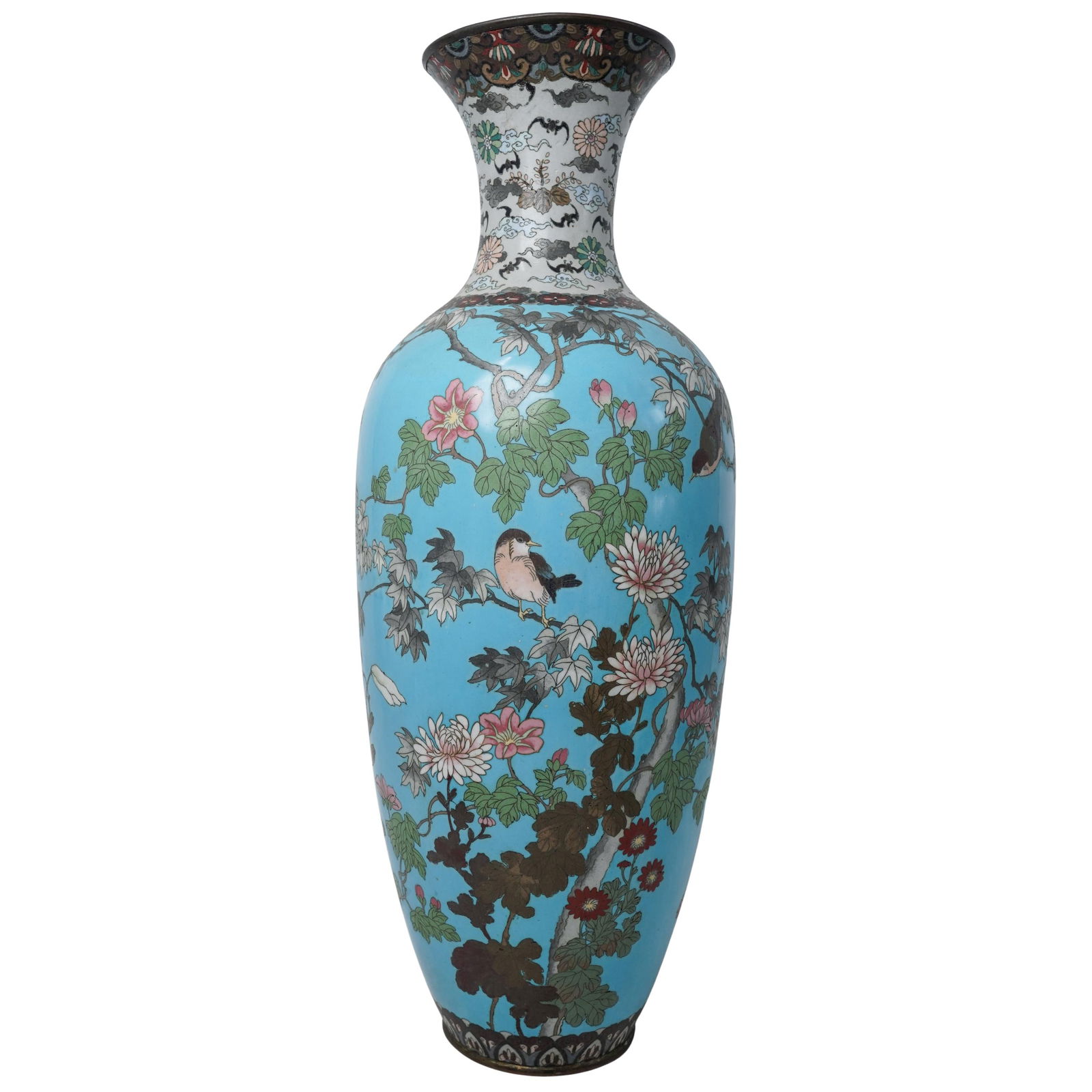Large Meiji Period Japanese Blue Cloisonne Vase (1 of 5)