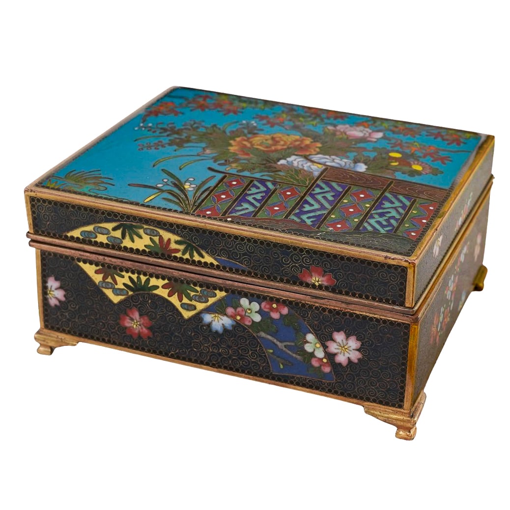 Japanese Meiji Cloisonne Trinket Box (1 of 13)
