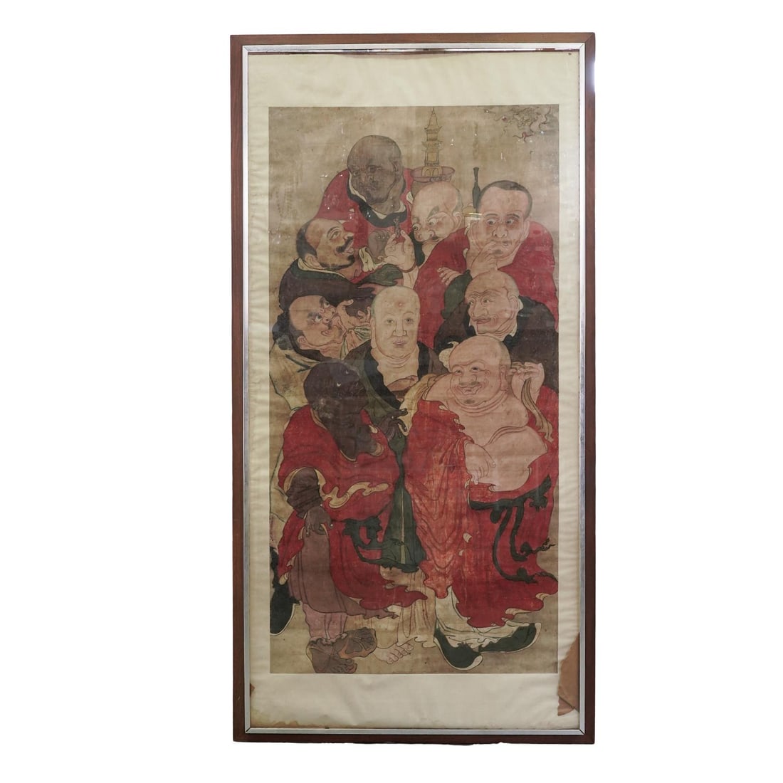 Antique Chinese Buddhist Arhats on Silk Painting (1 of 5)
