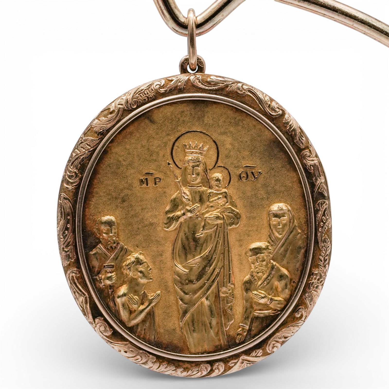 Antique Russian 14K Gold Panagia of Joy Locket Pendant (1 of 8)