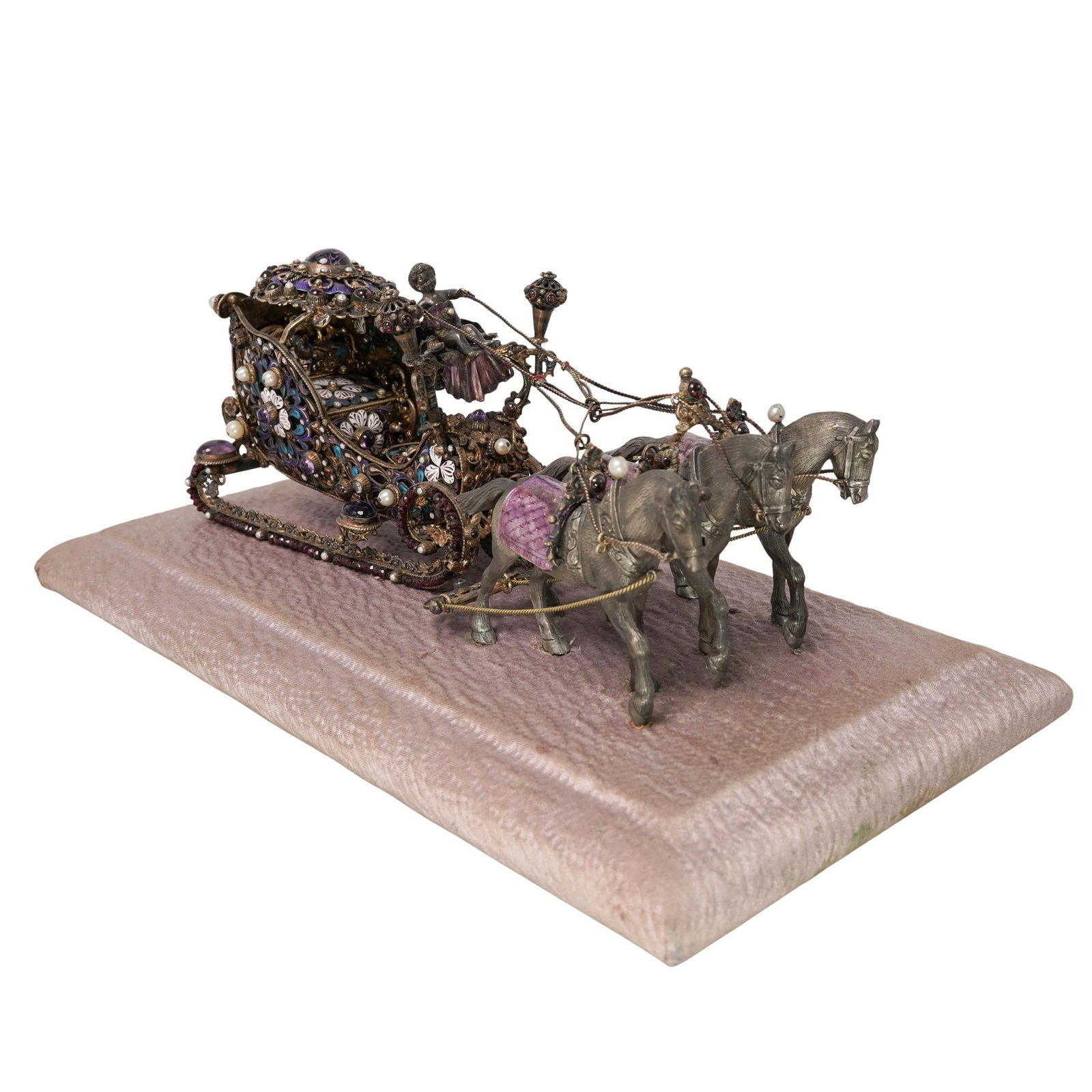 Antique Faberge Style Troika Gilt Silver Enamel & Gemstone Centerpiece (1 of 13)