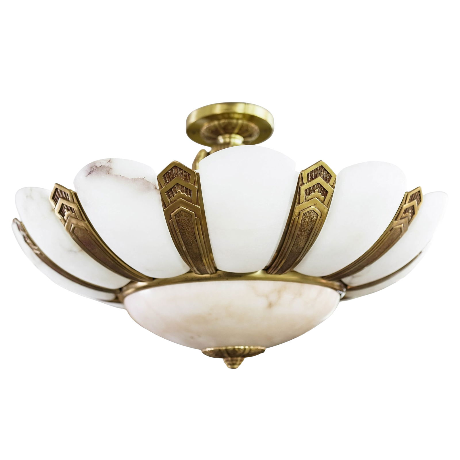 Art Deco Revival Bronze and Alabaster Chandelier (1 of 5)